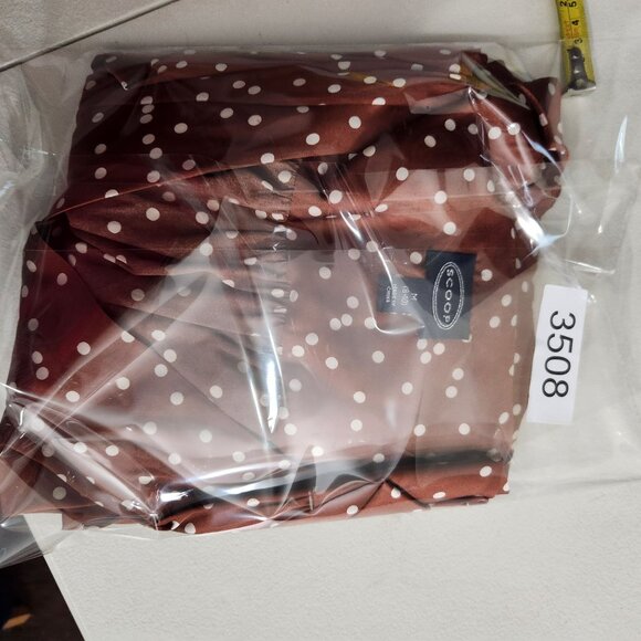 Scoop Dress Womens Medium Ruffle Elastic Waist Rust Polka Dot Long Sleeve New - Picture 14 of 14